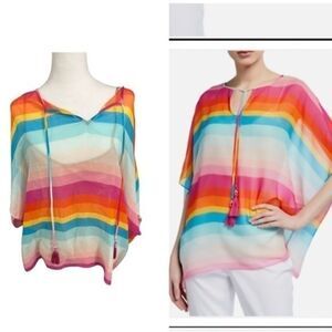 TRINA TURK SZXS/S SOBE RAINBOW STRIPED PULLOVER TOP